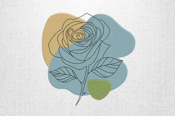 Abstract Rose Line Art Embroidery