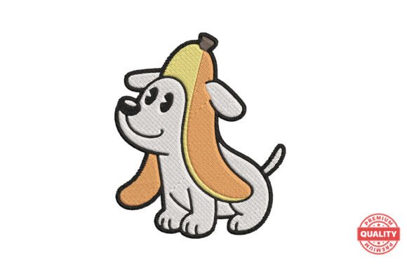 Banana Hat Puppy Embroidery Design