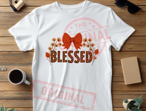 Blessed Coquette PNG, Faux Embroidery