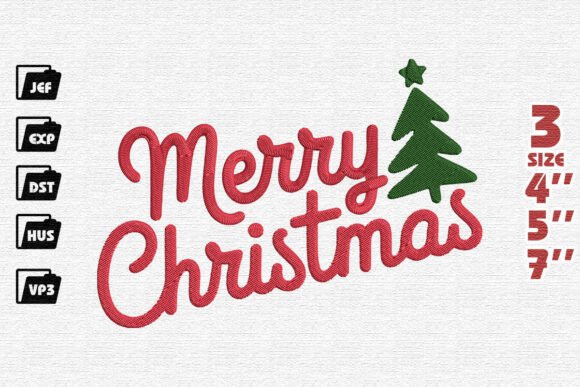 Classic Merry Christmas Script with Tree