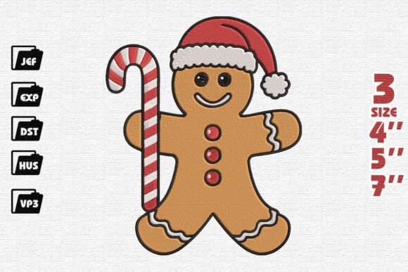 Cute Christmas Gingerbread Man Embroidery