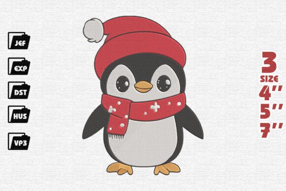 Cute Christmas Penguin with Snowflake Scarf