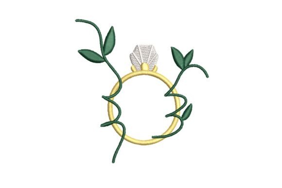 Elegant Diamond Ring with Vines Embroidery Design
