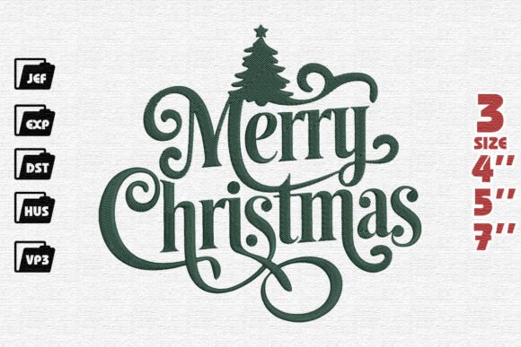 Elegant Forest Green Merry Christmas Flourish