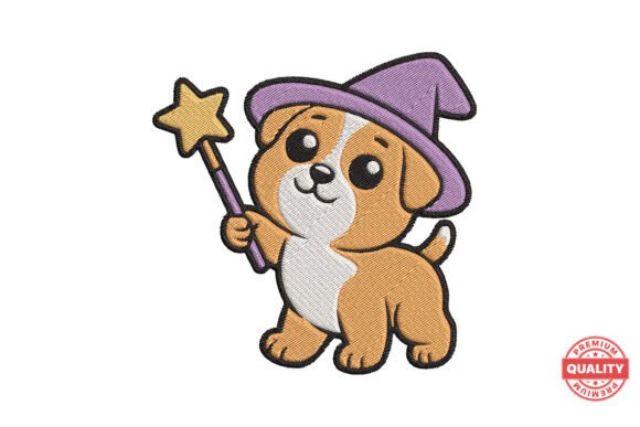 Magic Puppy with Wand Embroidery