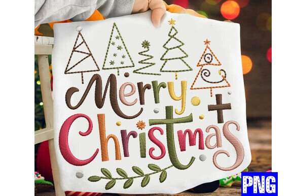 Merry Christmas Embroidery Design, Chris