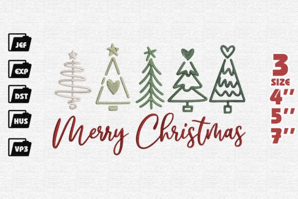 Merry Christmas with Modern Doodle Trees