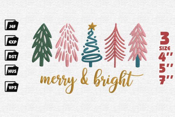 Modern Merry Bright Embroidery Design