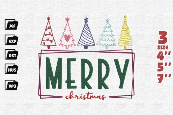 Modern Merry Christmas with Whimsical Trees