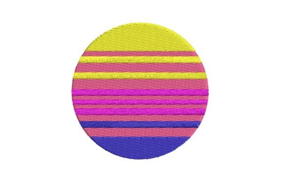 Retro 80s Striped Sunset Circle Embroidery