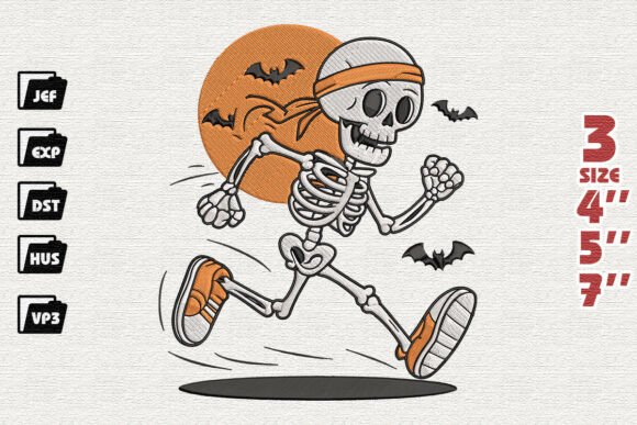 Spooky Skeleton Runner Embroidery Design